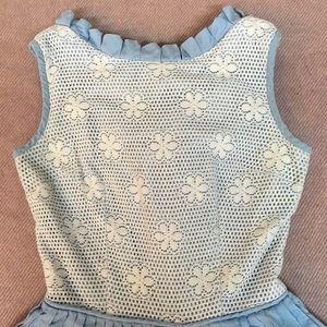 50s cottagecore pastel blue lace cotton dress